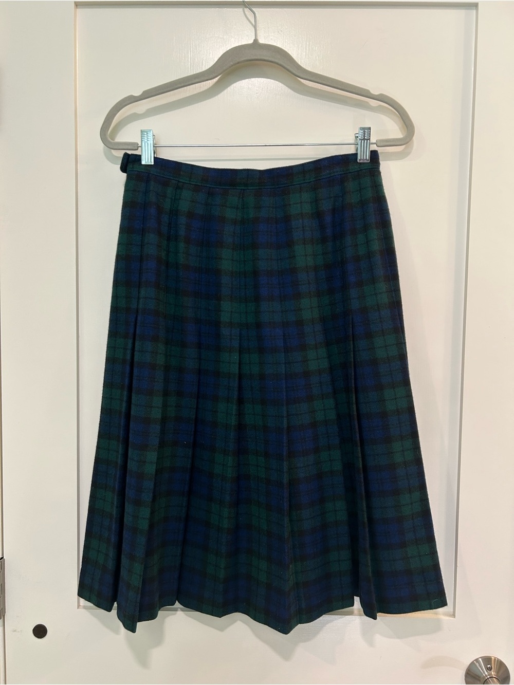 Pendleton Wool Skirt Black Watch Tartan Green Blue Plaid 100% Virgin Wool USA